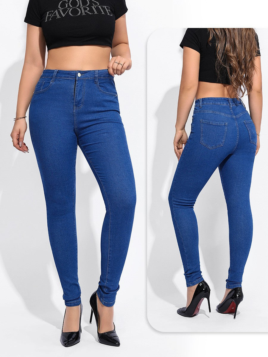 Mid Waist Slim Fit Stretch Black Skinny Tappered Pants Jeans Stretch